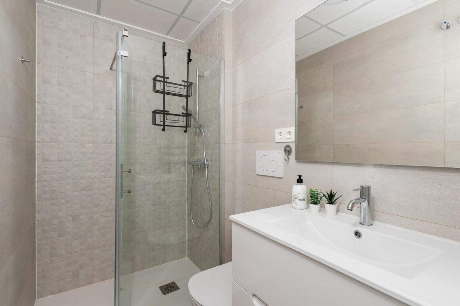 Modern bathroom with walk-in shower in Santiago de la Ribera, Murcia, Spain, perfect for a stylish a.