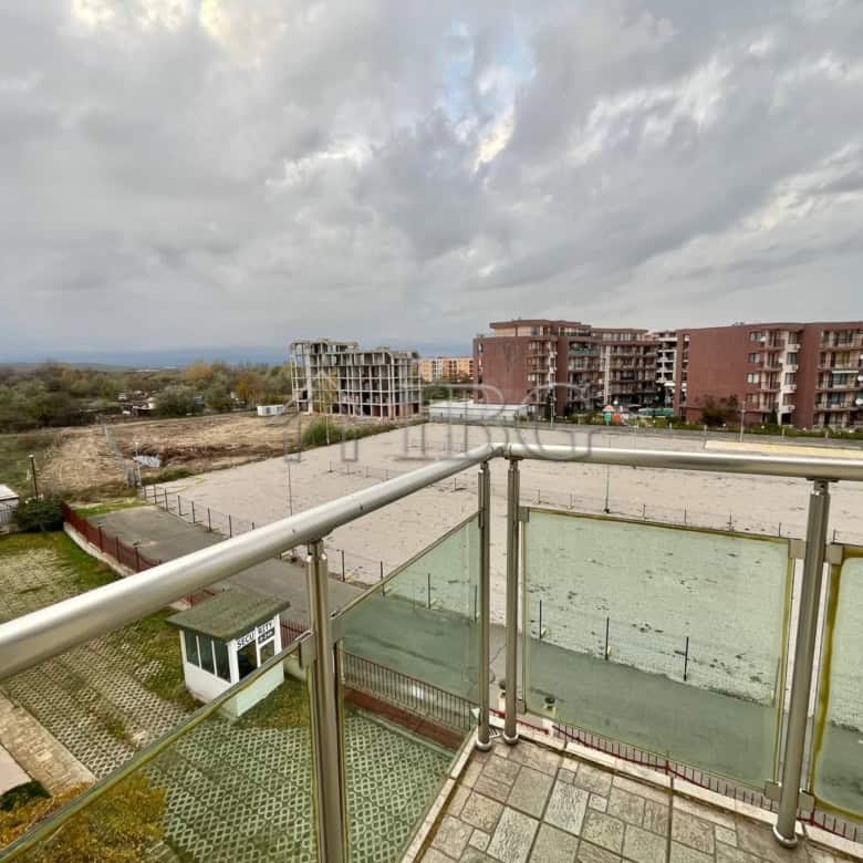 Bright balcony view overlooking the resort area in Sunny Beach.