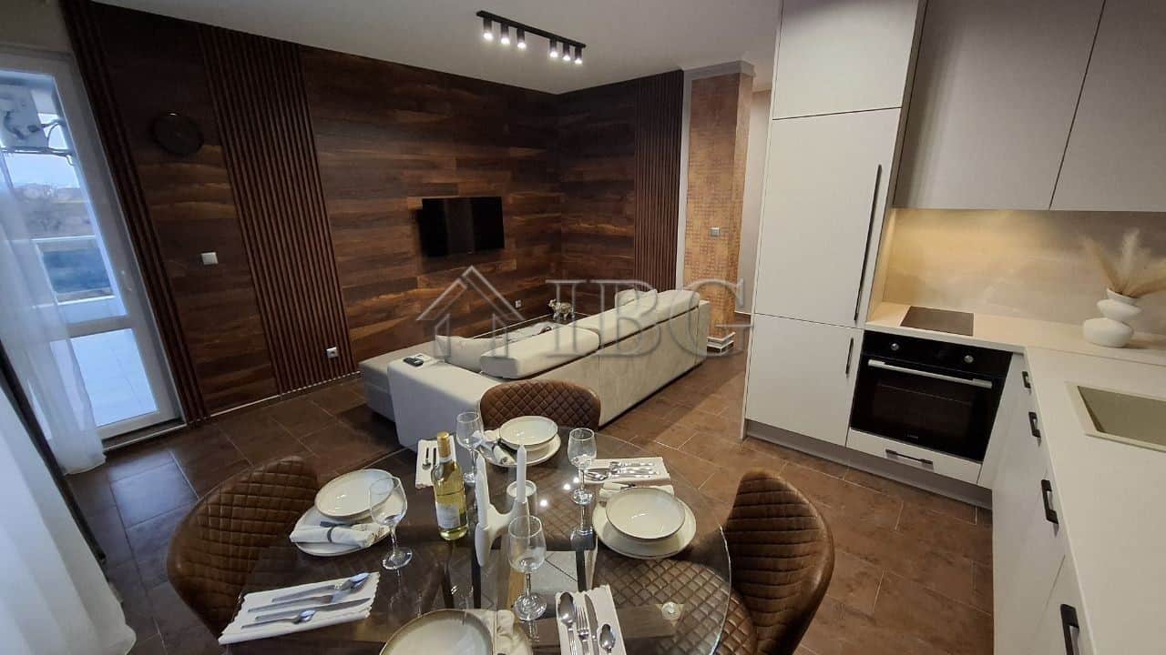 Modern 2-bedroom apartment interior with stylish furnishings in Nessebar. Perfect for comfortable li.