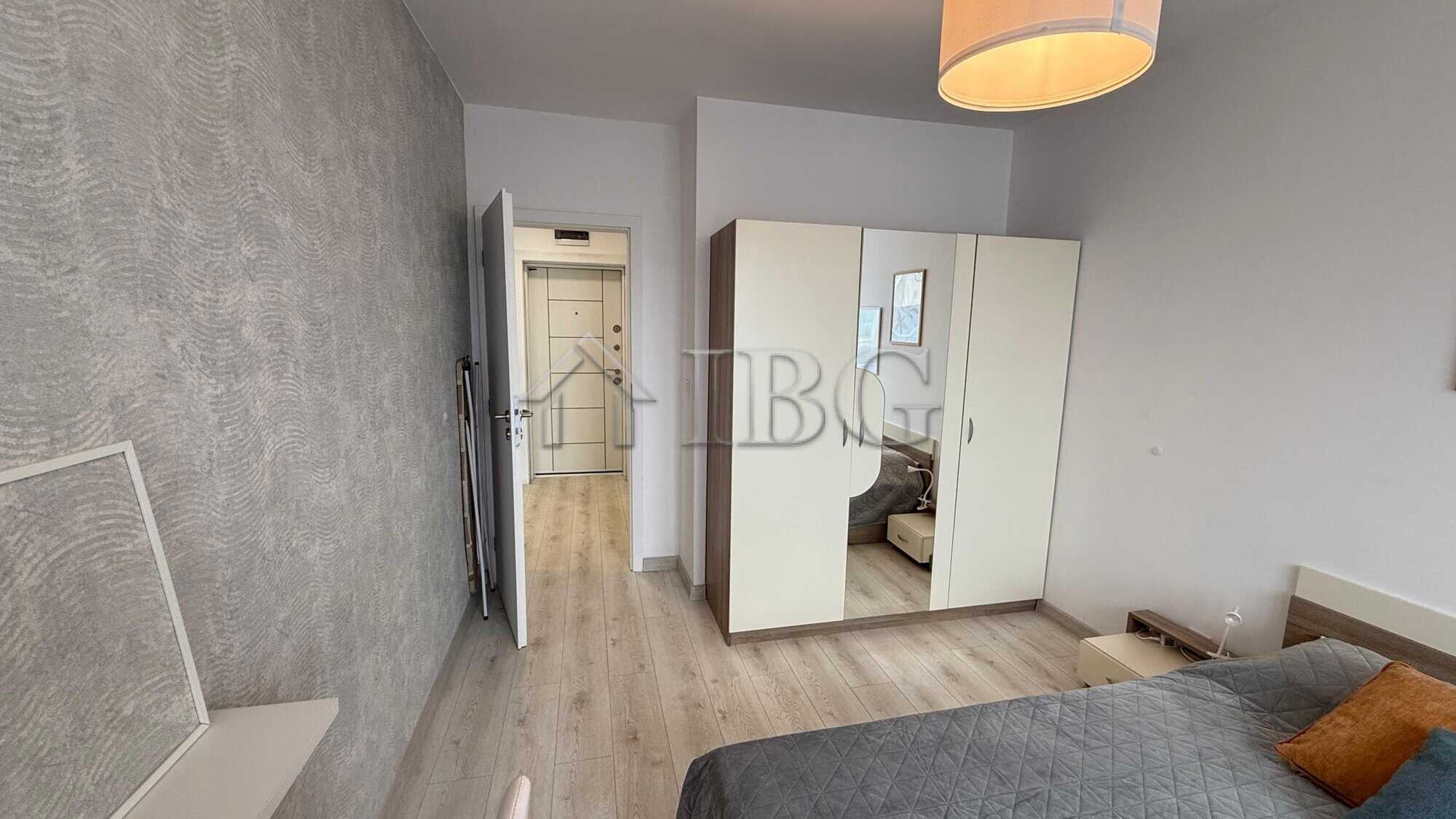 Elegant 1-bedroom apartment with modern furnishings at Pomorie Beach Resort, ideal for relaxing seas.
