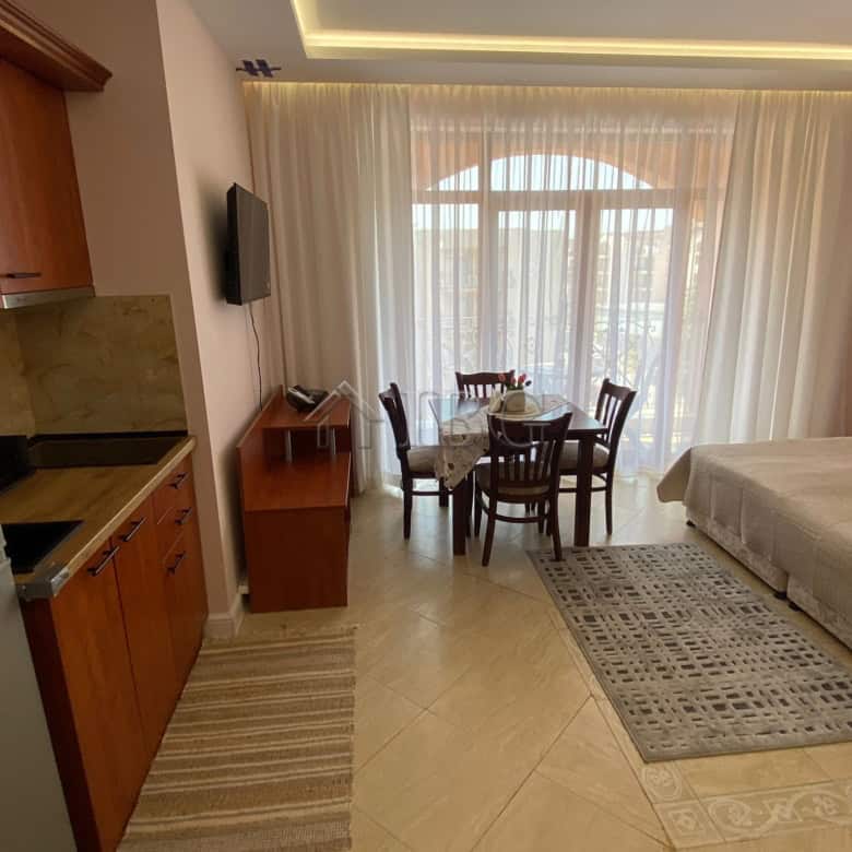 Modern studio apartment with pool view in Palazzo complex, Sunny Beach. Perfect for relaxing holiday.