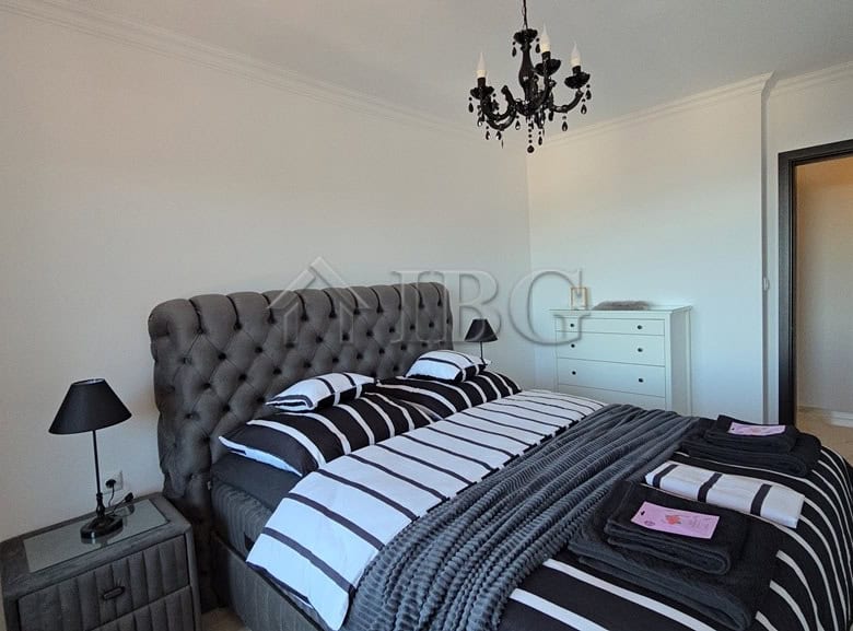Bright bedroom with stylish decor and modern furnishings in Sveti Vlas.