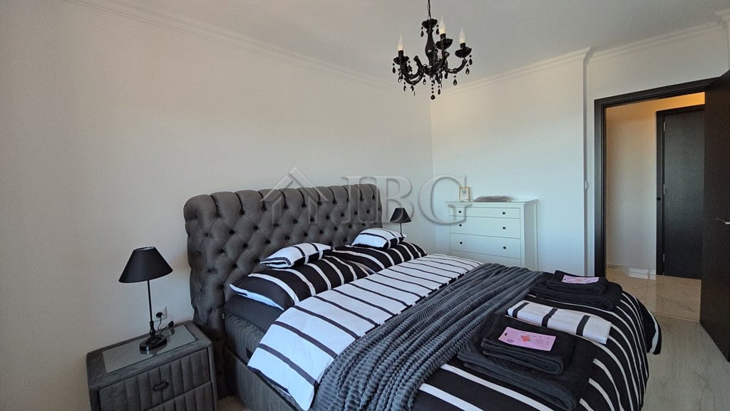 Bright bedroom with stylish decor and modern furnishings in Sveti Vlas.