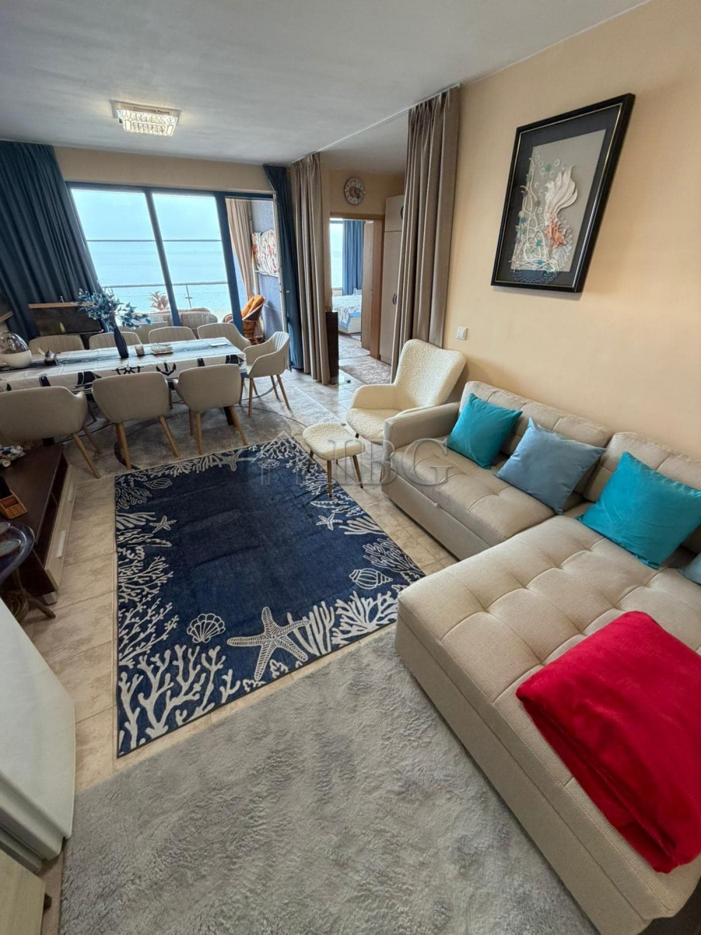 Beachfront 1-Bedroom Apartment with Sea Views in Sunny Beach.