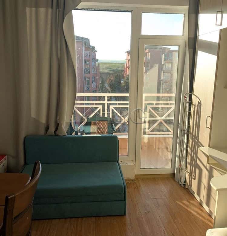 Furnished studio apartment with balcony offering sea views in Sunny Beach, perfect for relaxing holi.
