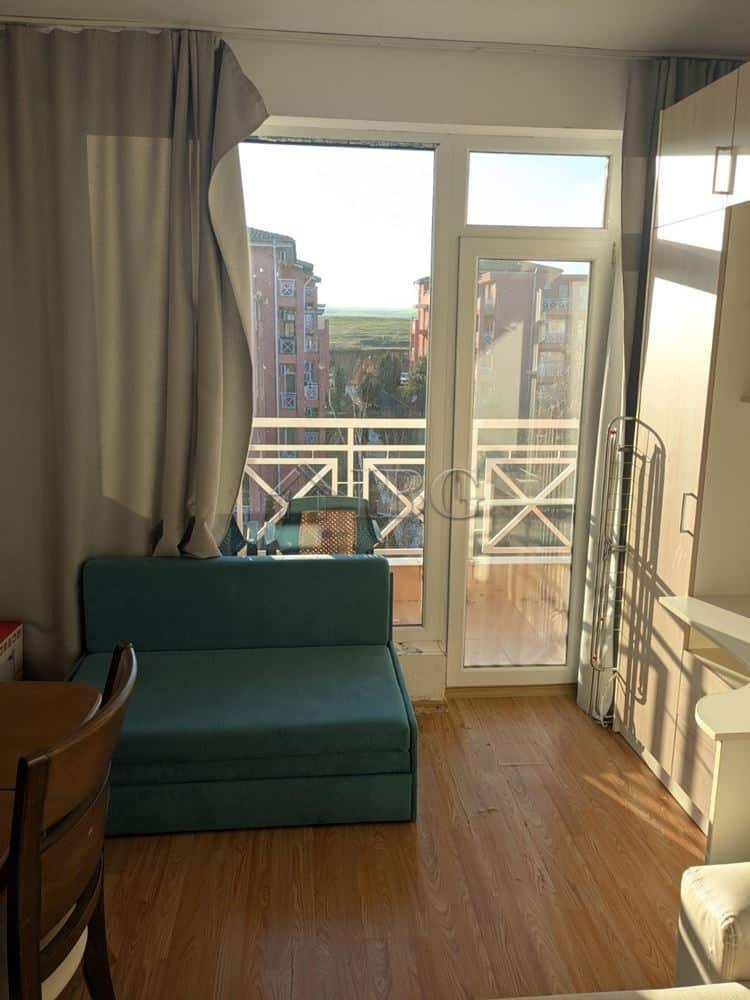 Furnished studio apartment with balcony offering sea views in Sunny Beach, perfect for relaxing holi.