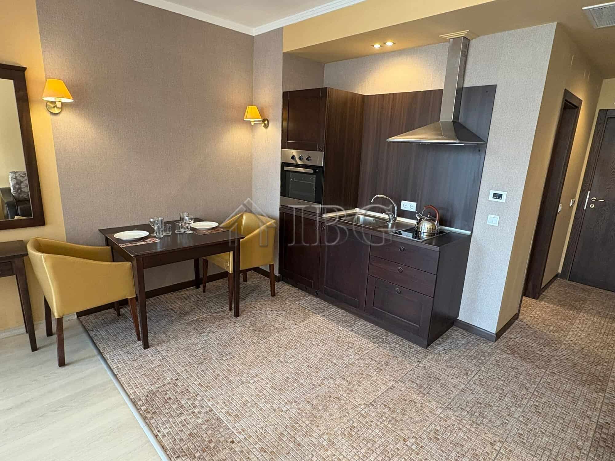 Modern studio with kitchen and dining area at Royal Beach Barceló, Sunny Beach Modern studio with kitchen and dining area at Royal Beach Barceló, Sunny Beach.