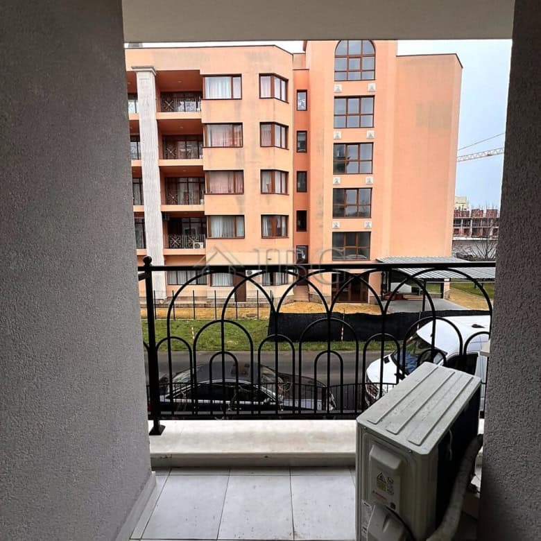Balcony view of contemporary apartment complex in Sunny Beach, Bulgaria.