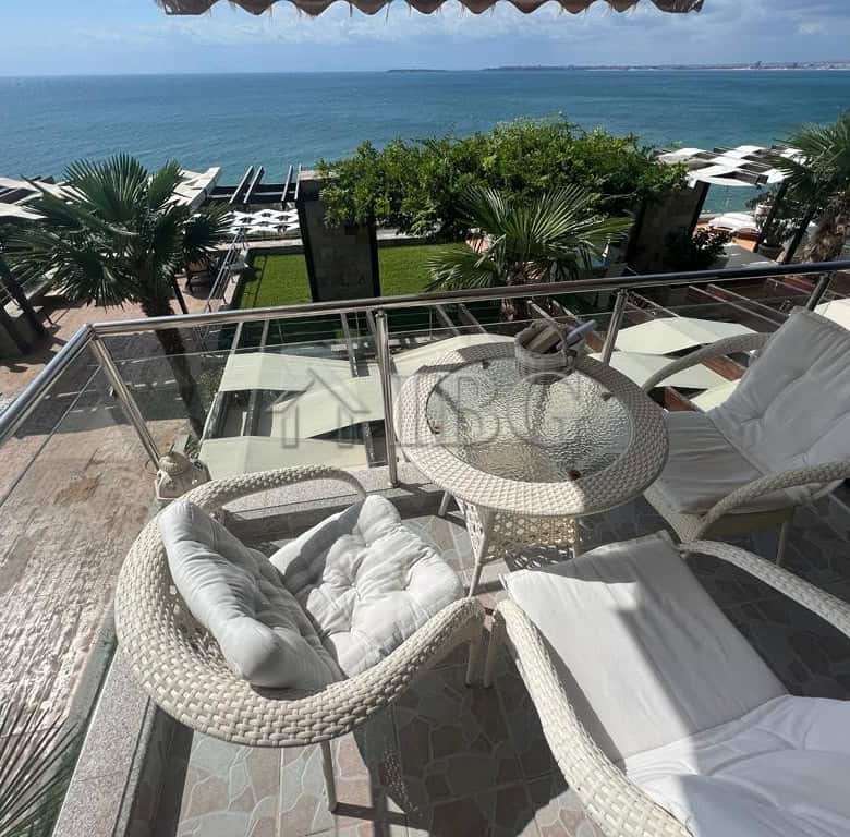 Sea view balcony with modern outdoor furniture in Sveti Vlas.