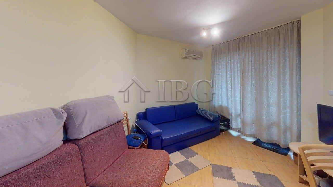 Interior view of a furnished 1-bedroom apartment in Sunny Beach, Bulgaria.