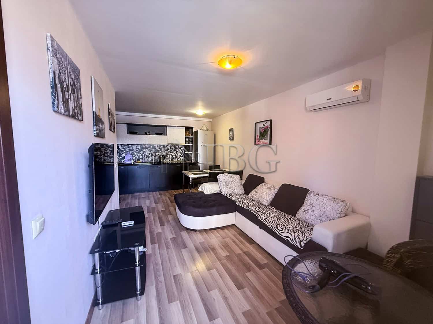 Bright one-bedroom apartment in Amadeus Lux, Sunny Beach, Bulgaria. Modern living space with stylish.