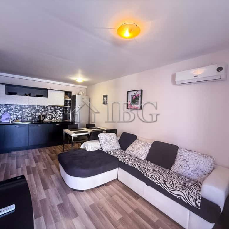Interior view of a one-bedroom apartment in Amadeus Lux, Sunny Beach, showcasing a cozy living area.