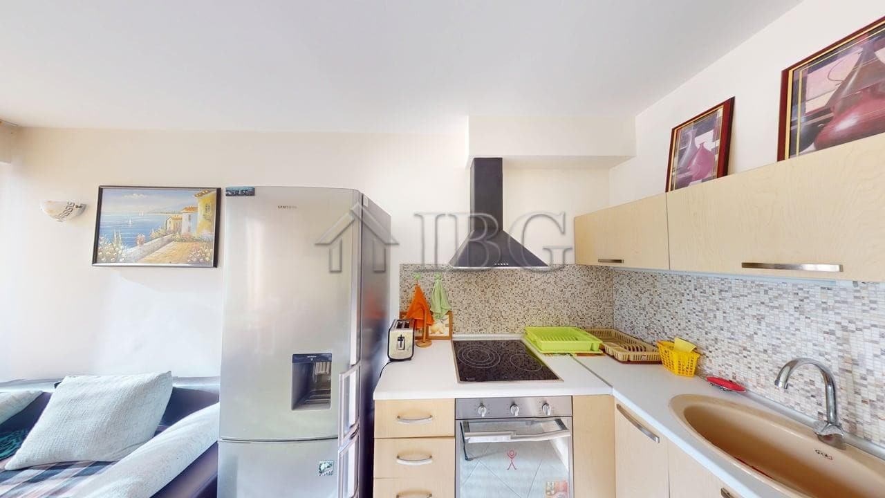 Contemporary kitchen with appliances in Amber Beach apartment, Sunny Beach.