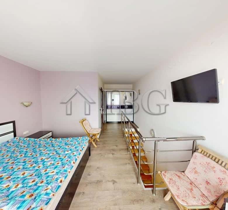Apartment with pool view, one bedroom, and two bathrooms at Amber Beach Complex, Sunny Beach.