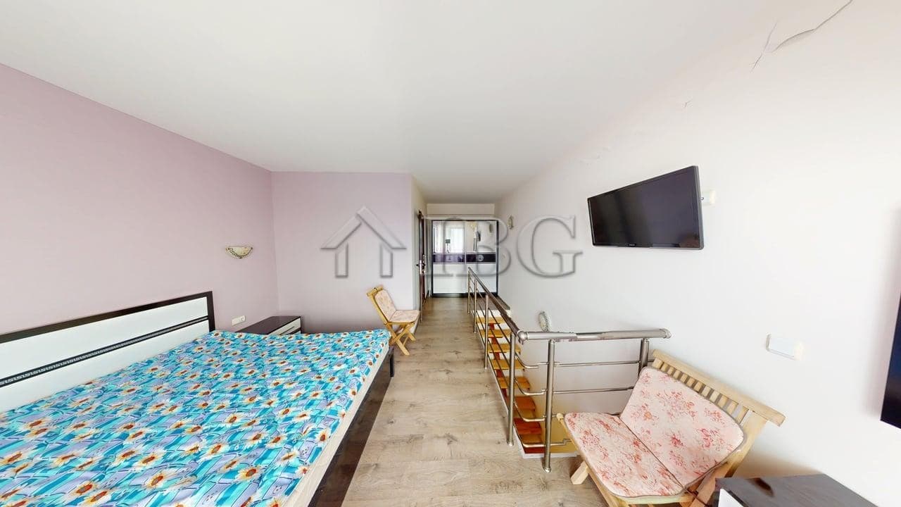 Apartment with pool view, one bedroom, and two bathrooms at Amber Beach Complex, Sunny Beach.