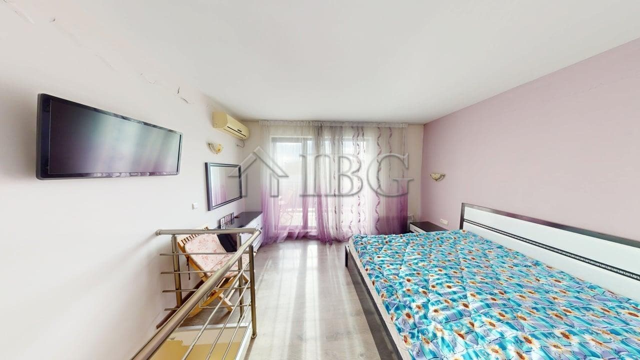 Apartment with pool view, one bedroom, and two bathrooms in Amber Beach Complex, Sunny Beach.