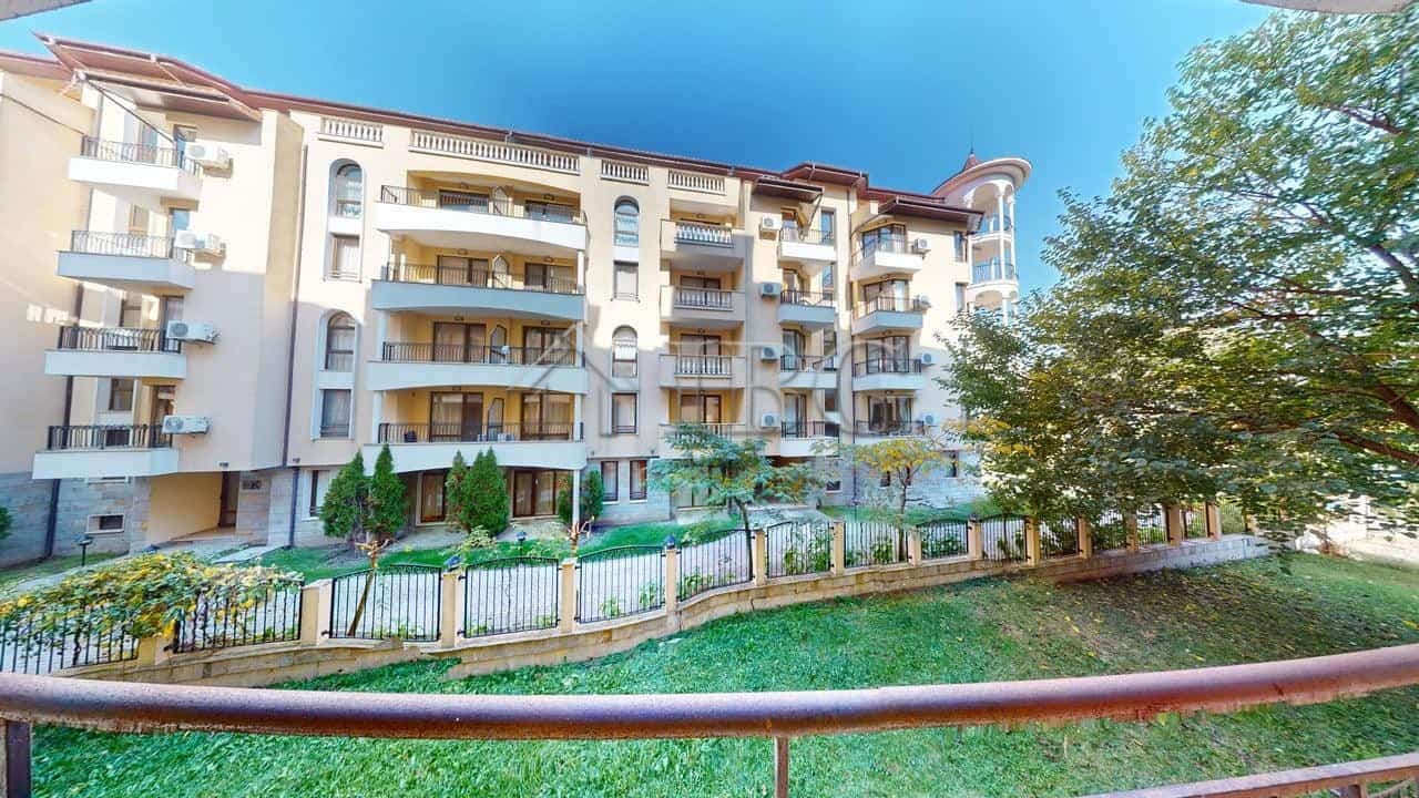 One-bedroom apartment in Avalon complex, Sunny Beach, Bulgaria, with balcony and garden views.
