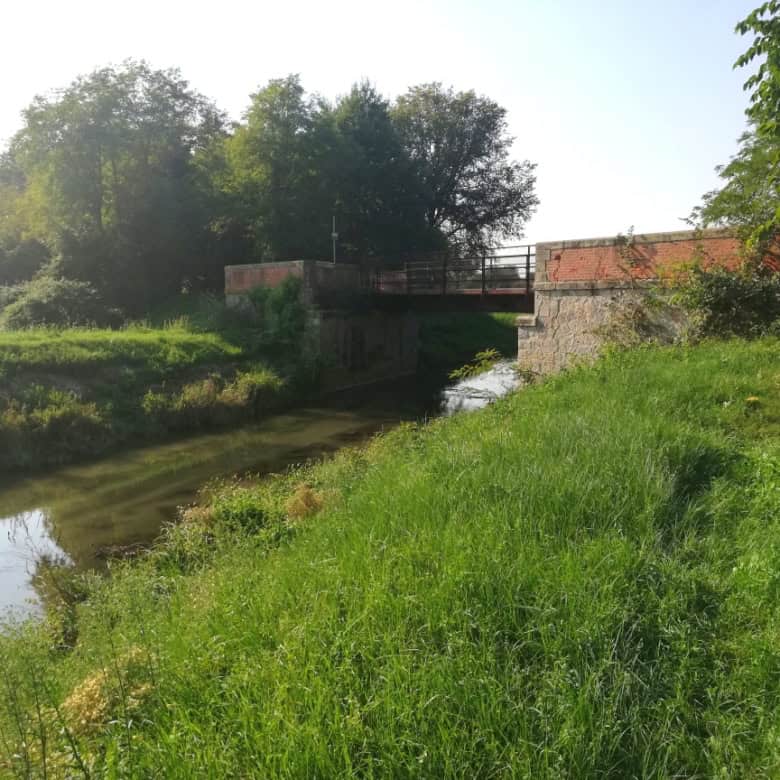 Plot of land for sale in Silvelle di Trebaseleghe, Veneto, Italy, with greenery and waterway.