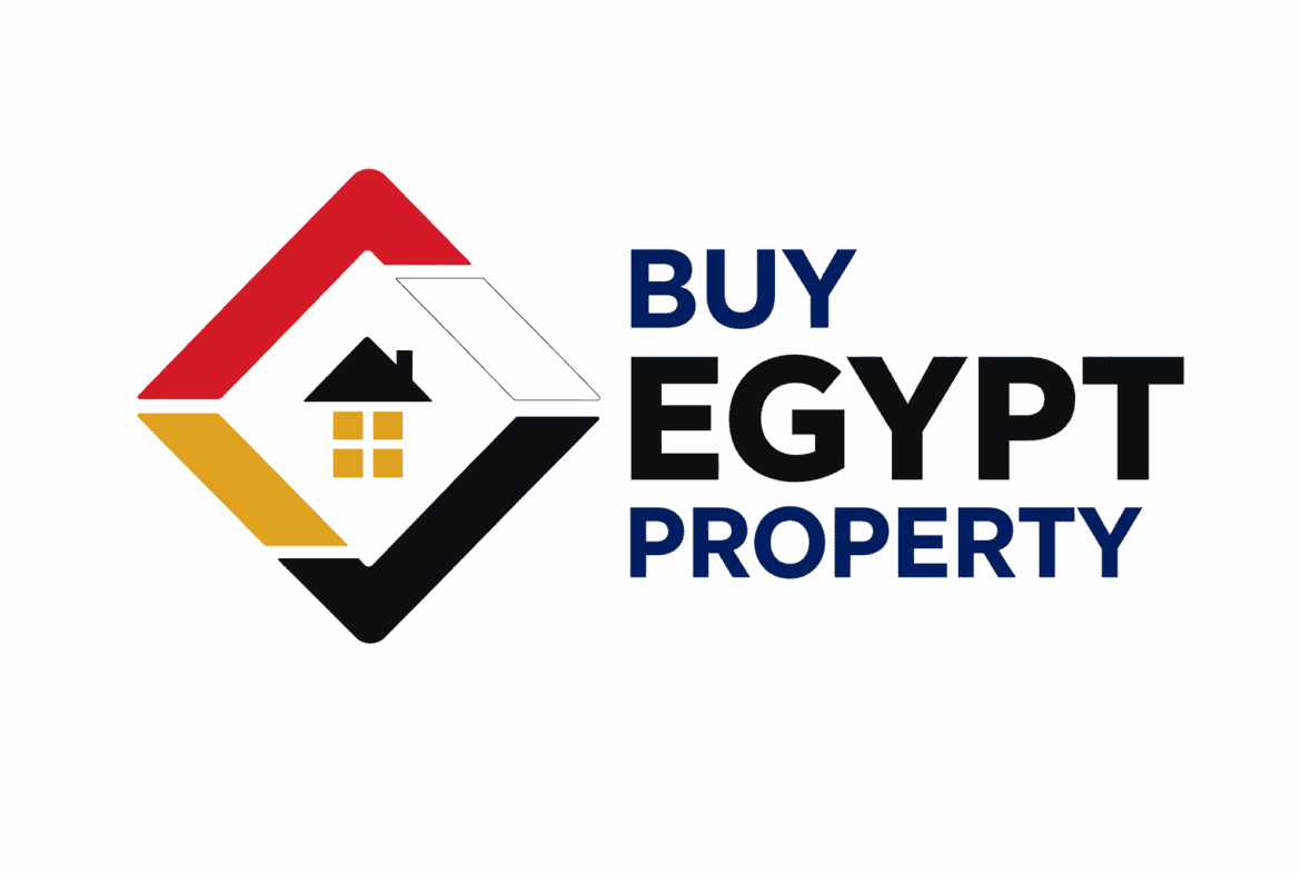 Buy Egypt property logo with house icon and bold text for real estate investment.