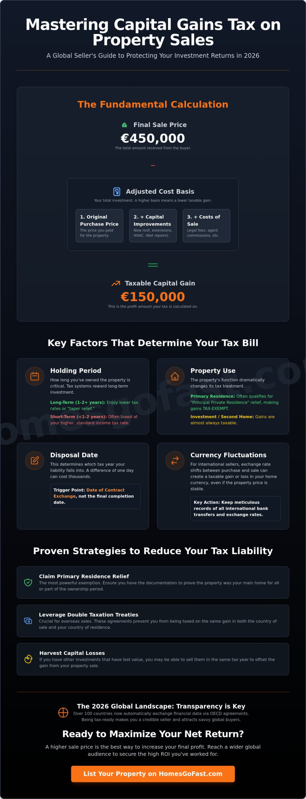 Capital Gains Tax on Sale of Property: The 2026 Global Seller’s Guide