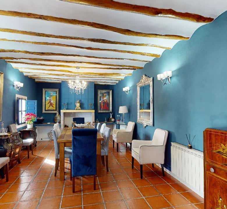 Charming boutique hotel lounge with elegant decor in Caniles, Granada, Spain.