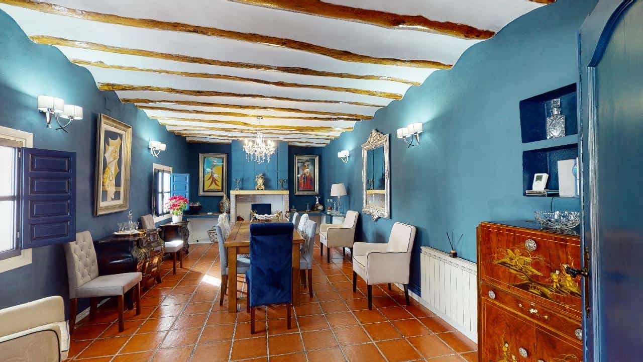 Charming boutique hotel lounge with elegant decor in Caniles, Granada, Spain.