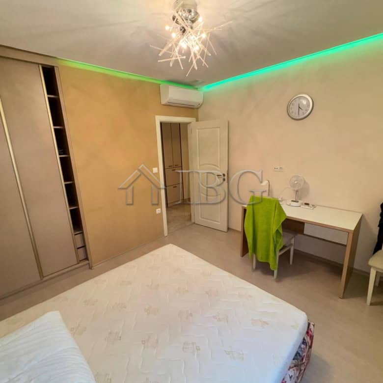 Elegant 2-bedroom apartment in Esteban Complex, Nessebar with stylish interior and ambient lighting.
