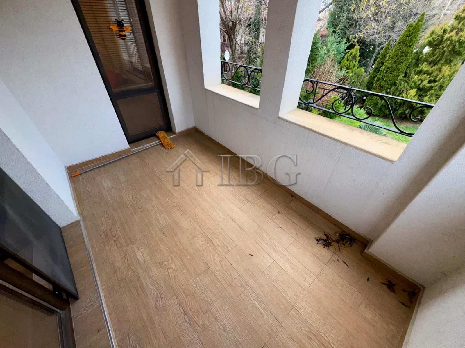 Balcony of an elegant 2-bedroom apartment in Esteban Complex, Nessebar, with views and outdoor space.