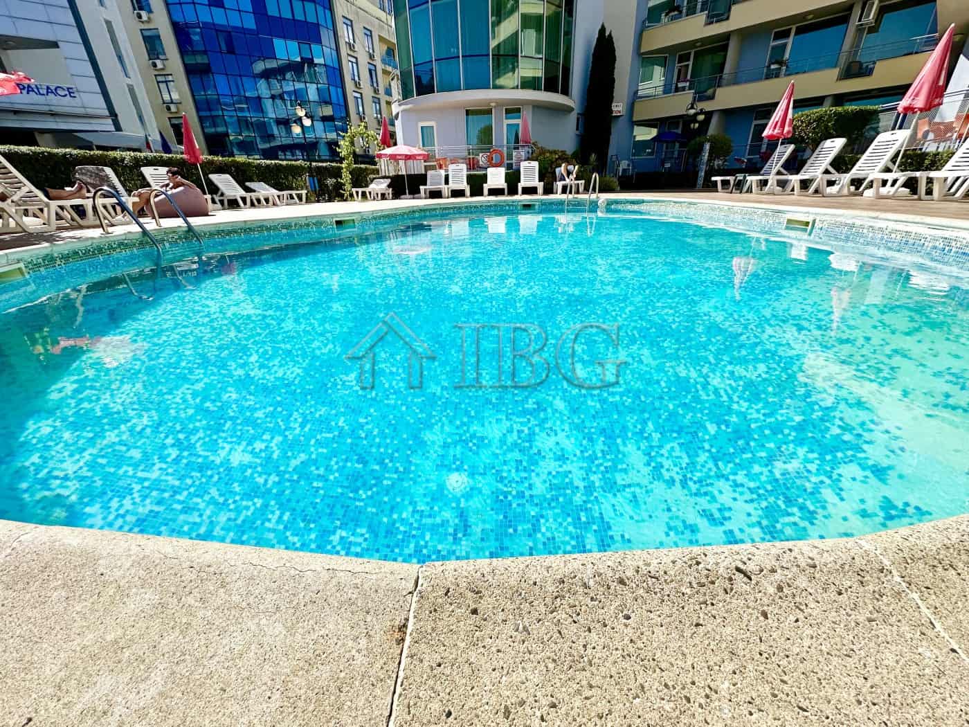 Pool at Apart Hotel Favorit in Sunny Beach, Bulgaria.