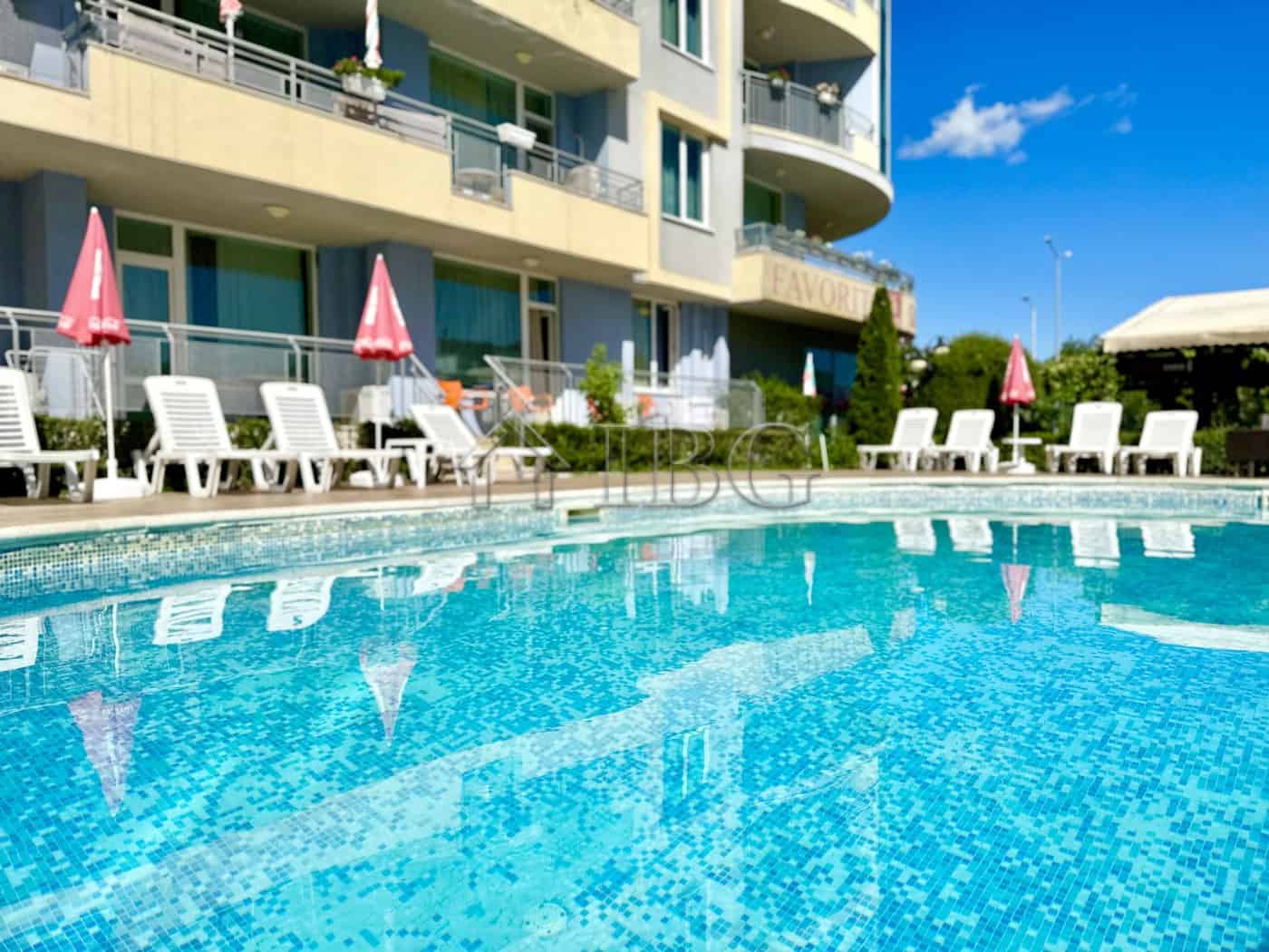 Apartment with pool at Apart Hotel Favorit, Sunny Beach, Bulgaria.