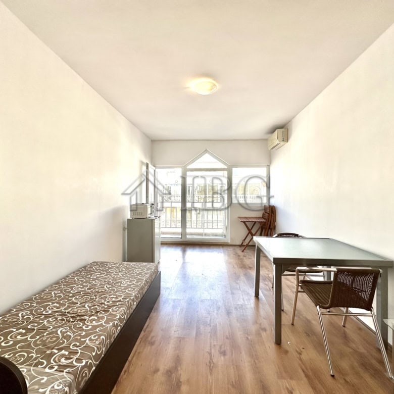 Studio apartment with balcony in Gerber 4, Sunny Beach, offering modern living space and scenic view.
