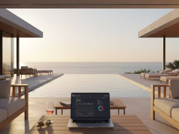 Luxury beachfront villa with infinity pool overlooking the ocean.