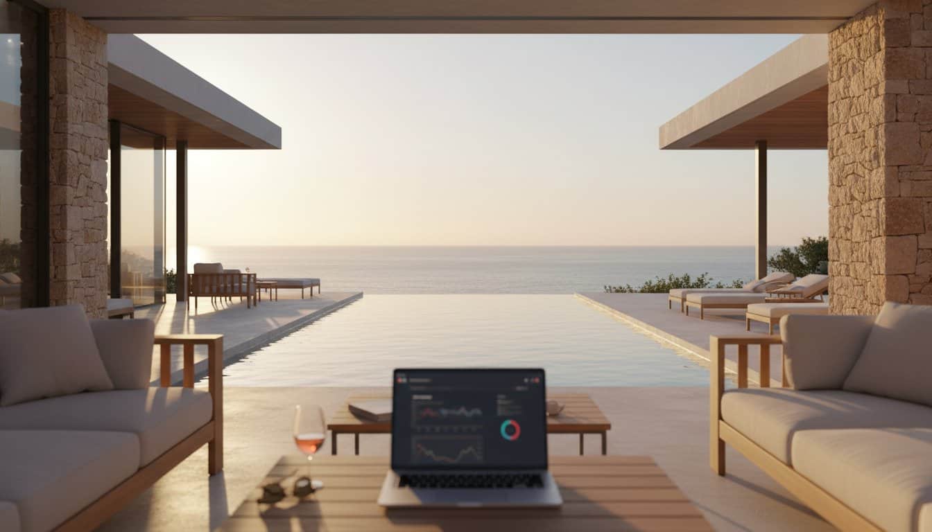 Luxury beachfront villa with infinity pool overlooking the ocean.