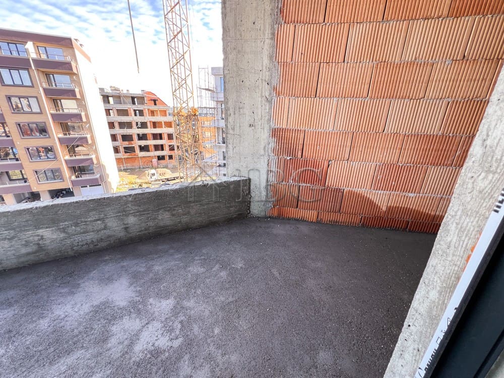 Balcony of a 1-bedroom apartment with scenic lake views in Pomorie, part of a new residential buildi.