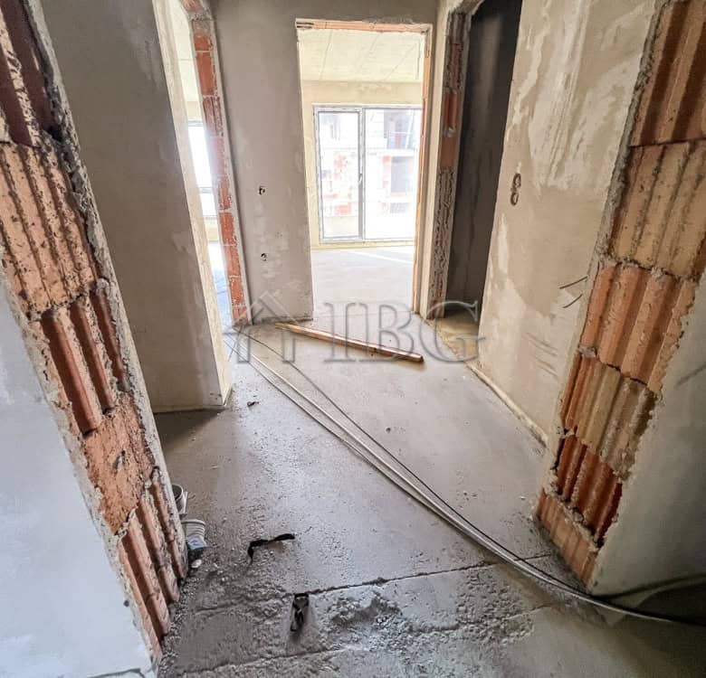Interior view of a new 1-bedroom apartment under construction in Pomorie.