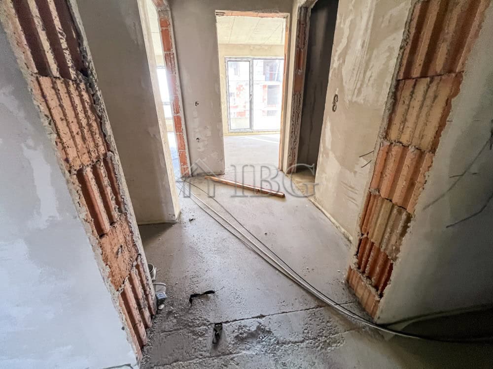 Interior view of a new 1-bedroom apartment under construction in Pomorie.