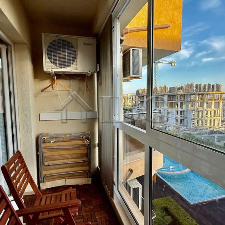 Cozy studio apartment with pool and sea views in Anna Marina complex, Sveti Vlas, offering a relaxin.