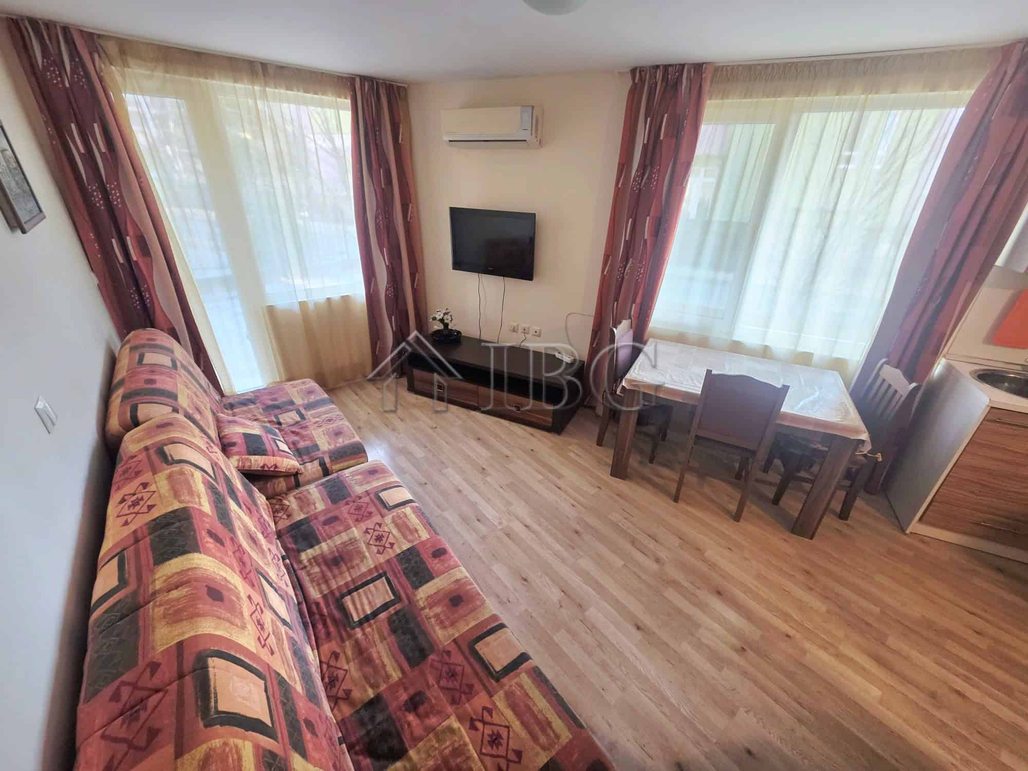 Studio with direct exit to the pool in Amadeus 19, Sunny Beach, offering comfortable living space an.