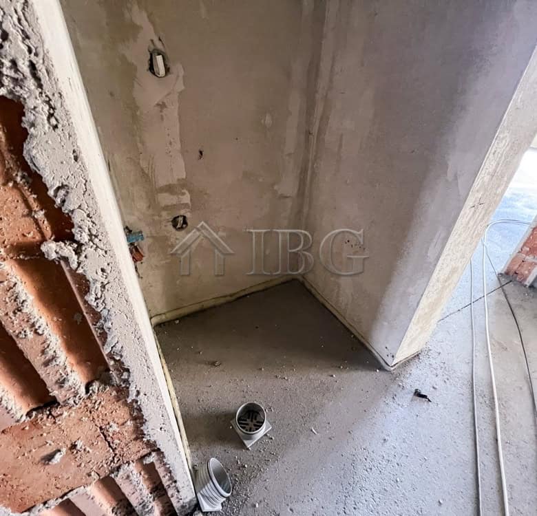 Unfinished bathroom in new apartment under construction in Pomorie.