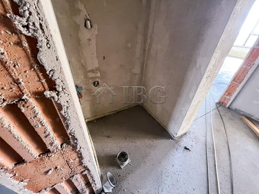 Unfinished bathroom in new apartment under construction in Pomorie.