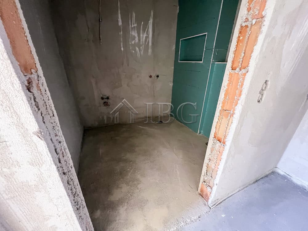 Unfinished 1-bedroom apartment interior in Pomorie under construction.