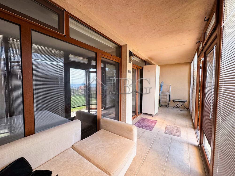 Bright balcony with sea views in Sveti Vlas apartment.