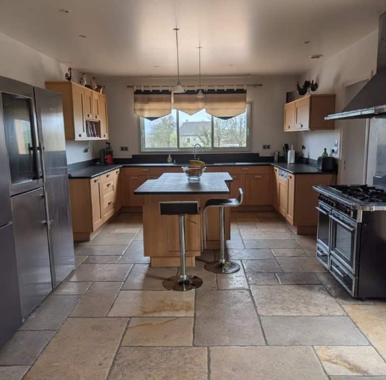 Elegant kitchen with modern appliances and spacious layout.
