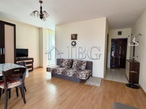 Bright studio apartment with pool view at Orchid Fort Club, Sunny Beach. Modern furnishings and spac.