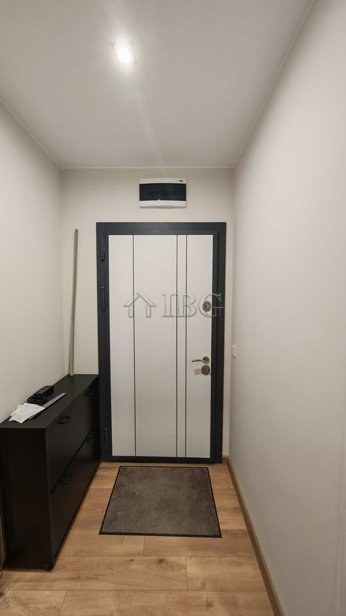 Modern apartment entrance door in Emilia Romana Boutique Complex, Sunny Beach.