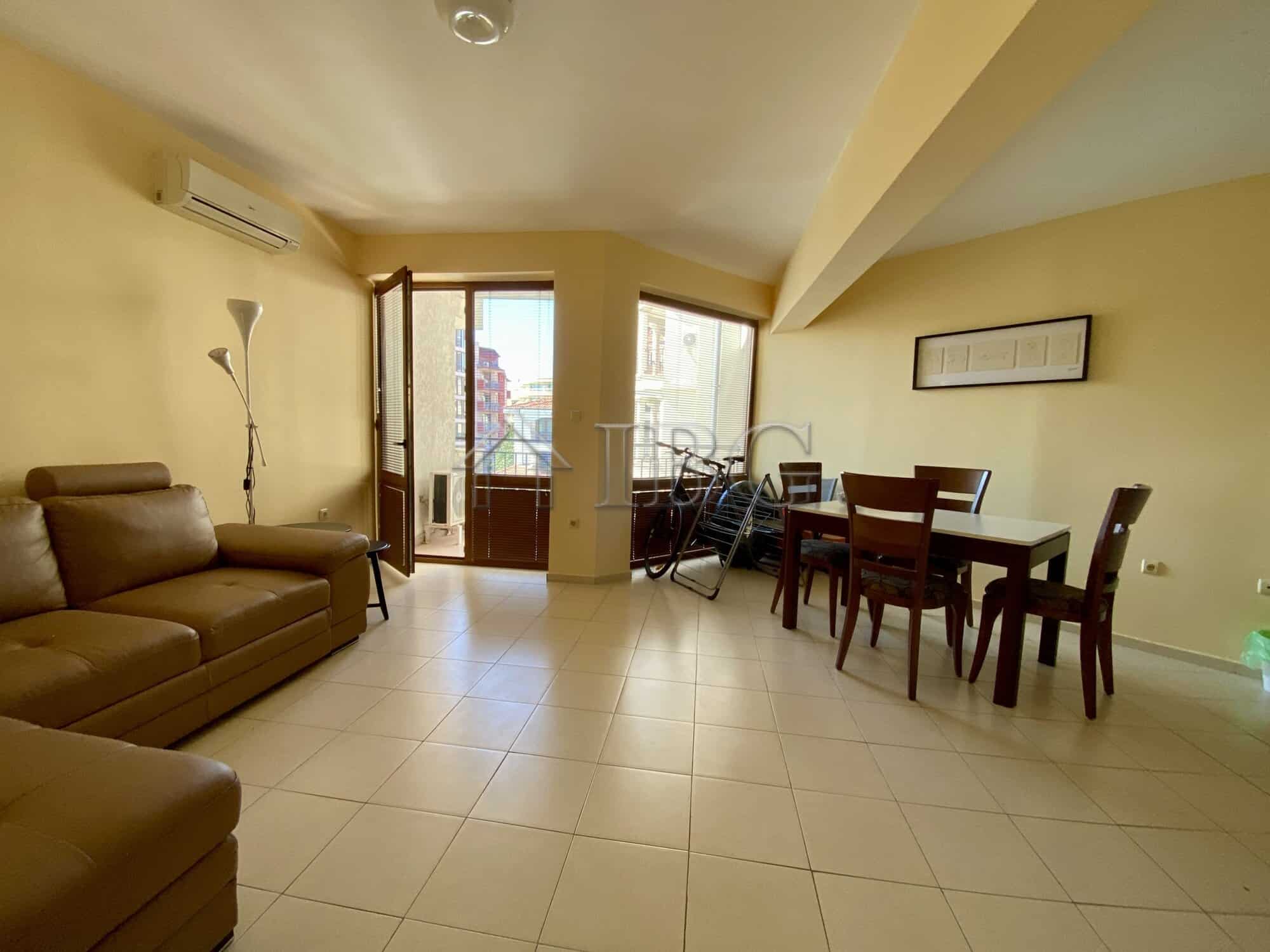 Spacious one-bedroom apartment featuring a pool view in Chateau Del Mar, Sunny Beach, perfect for co.