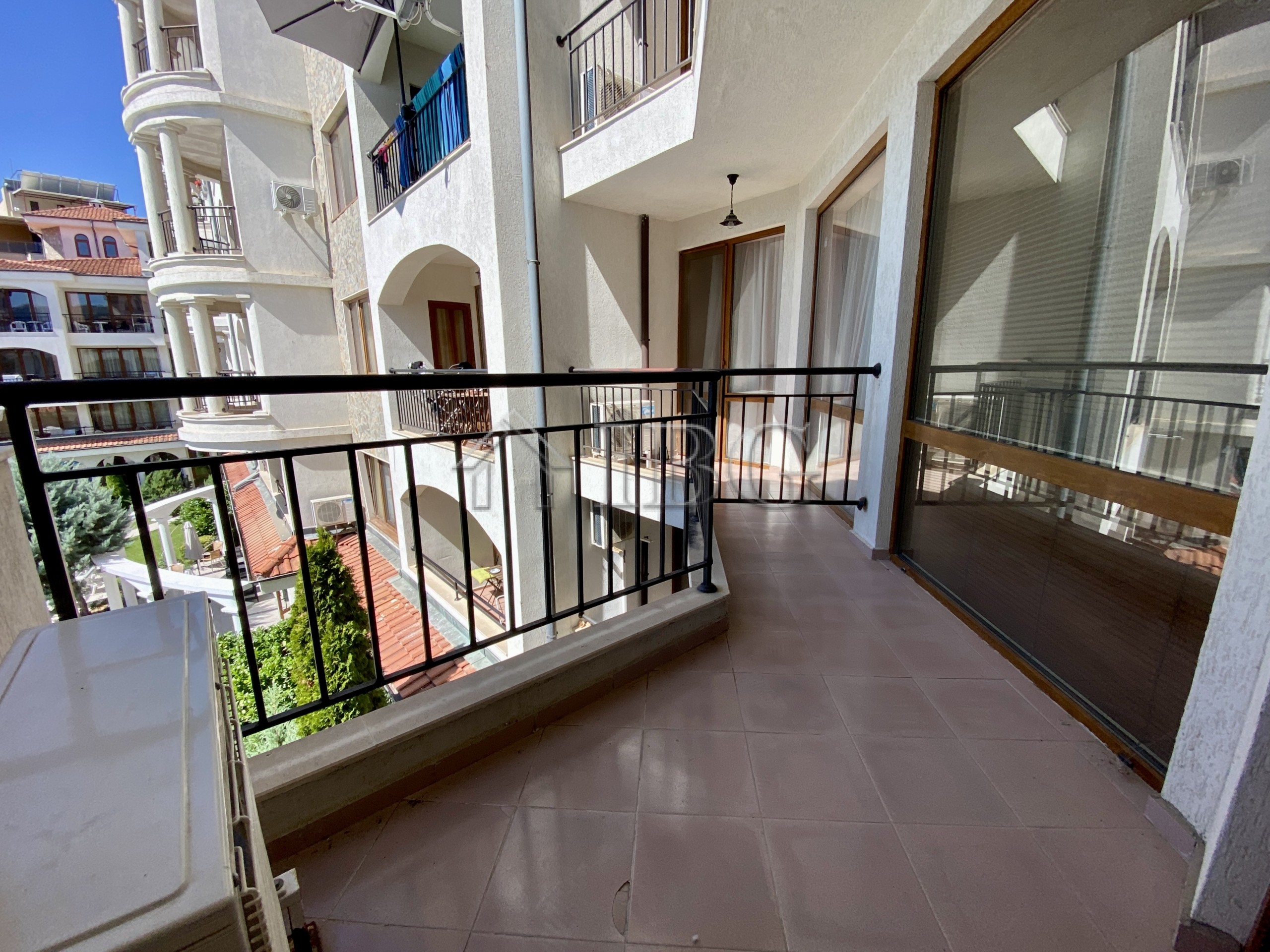 Bright and spacious one-bedroom apartment overlooking the pool in Chateau Del Mar, Sunny Beach.
