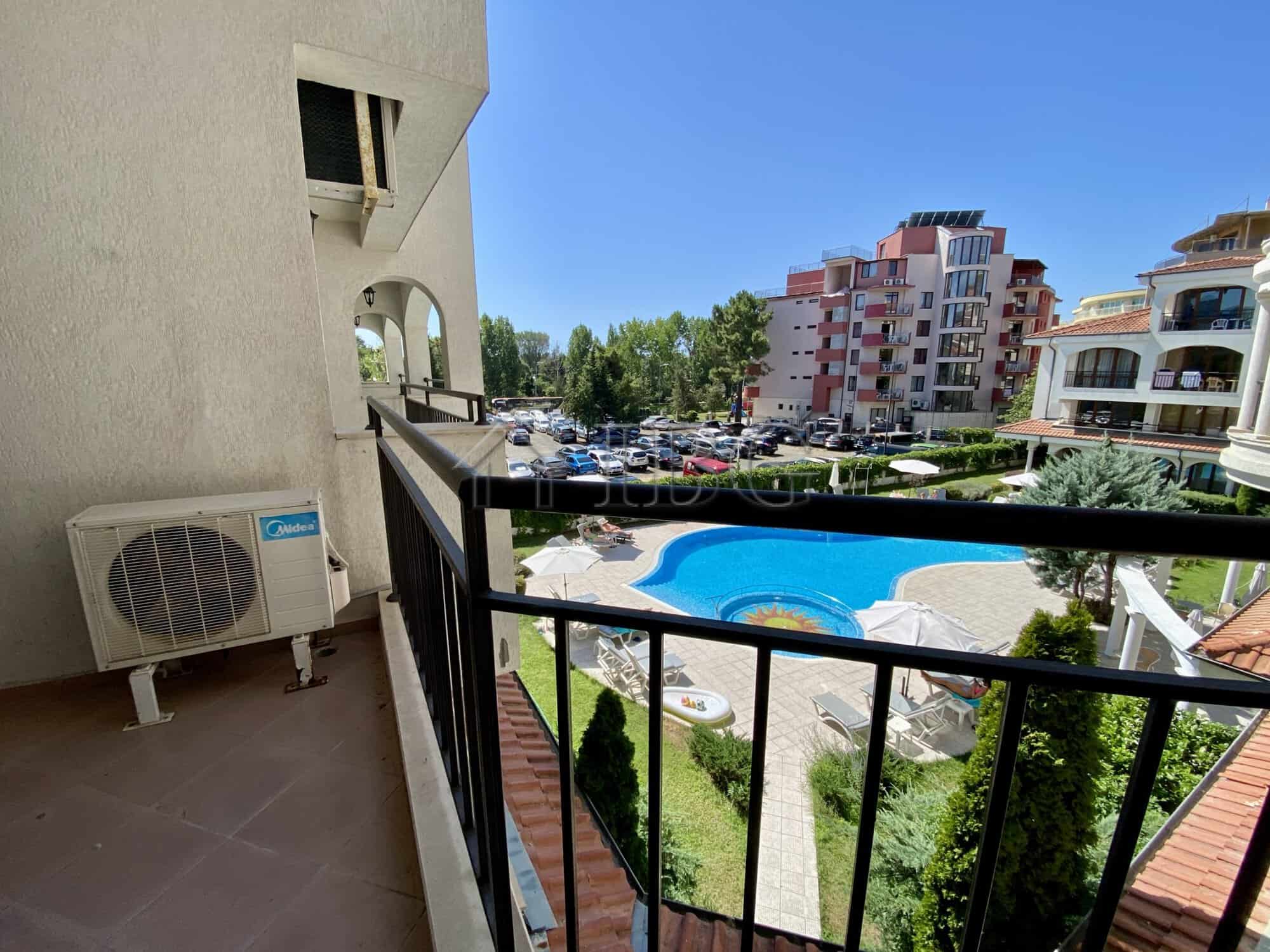One-bedroom apartment with pool view in Chateau Del Mar, Sunny Beach, offering spacious living and m.