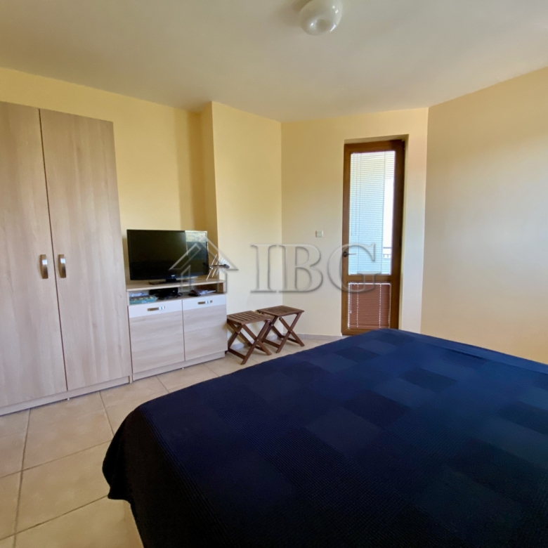 Spacious bedroom in Chateau Del Mar with pool view in Sunny Beach.