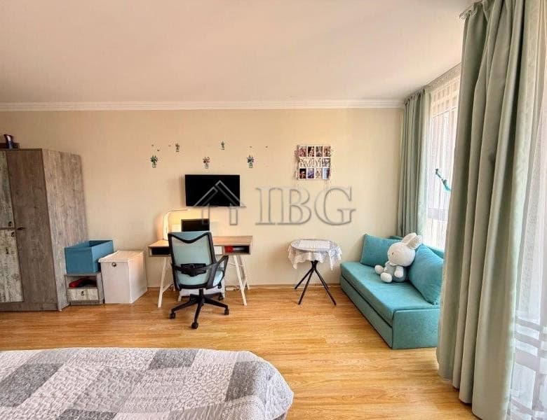 Cozy studio apartment with balcony, modern furniture, and a relaxing atmosphere near Nessebar beach.